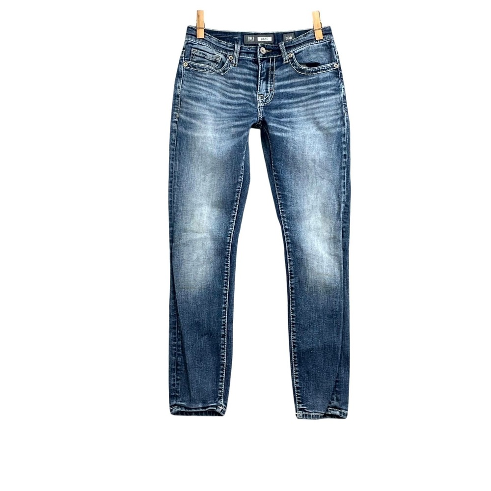 Buckle‎ BKE Alec Skinny Jeans Mens 30x31.5* Blue Whisker Denim Streetwear Skate